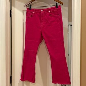 Loft Kick Crop Vibrant Pink Cropped Jeans, size 8